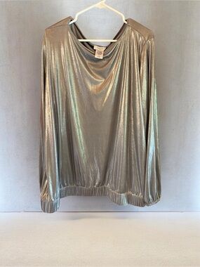 Kate Hill Plus Size Silver Shimmer Blouse Size 3X New